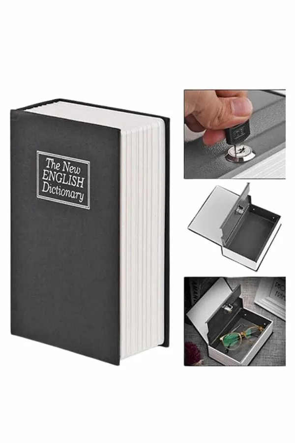 Kitap Görünümlü Gizli Kasa Büyük Boy Anahtarlı Kilitli Para Kasası