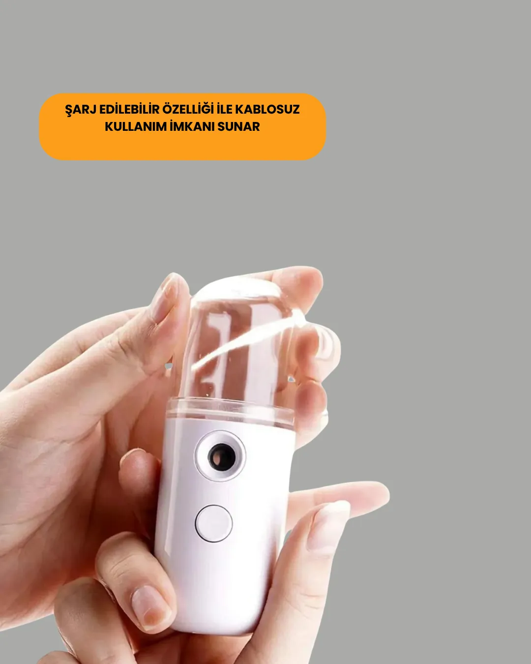 Kablosuz Şarjlı Mini Buhar Nemlendirici – Cilt ve Ortam İçin Taşınabilir Akıllı Cihaz