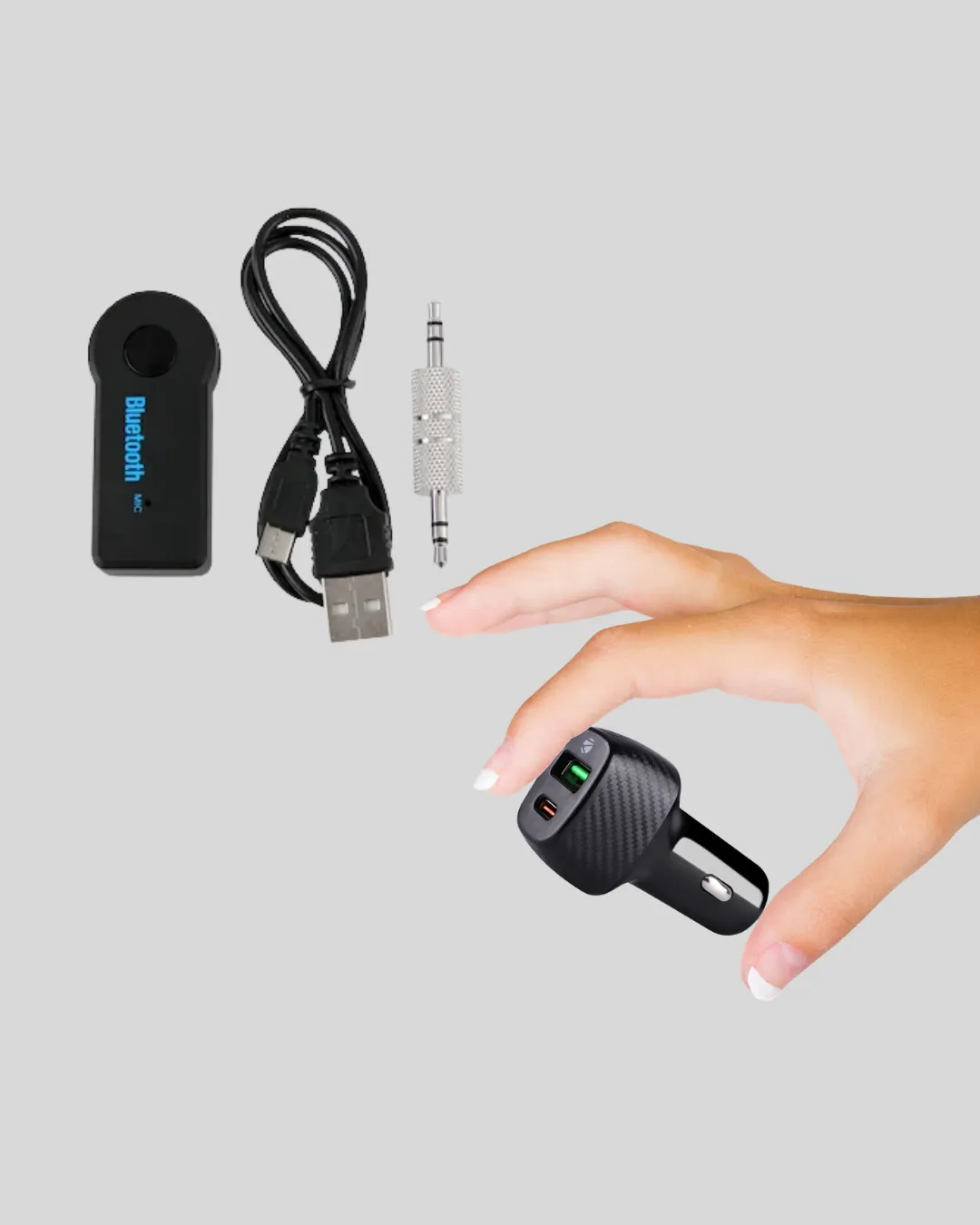 Araç İçi Bluetooth Müzik Kiti + Type-C PD Araç Şarjı Seti