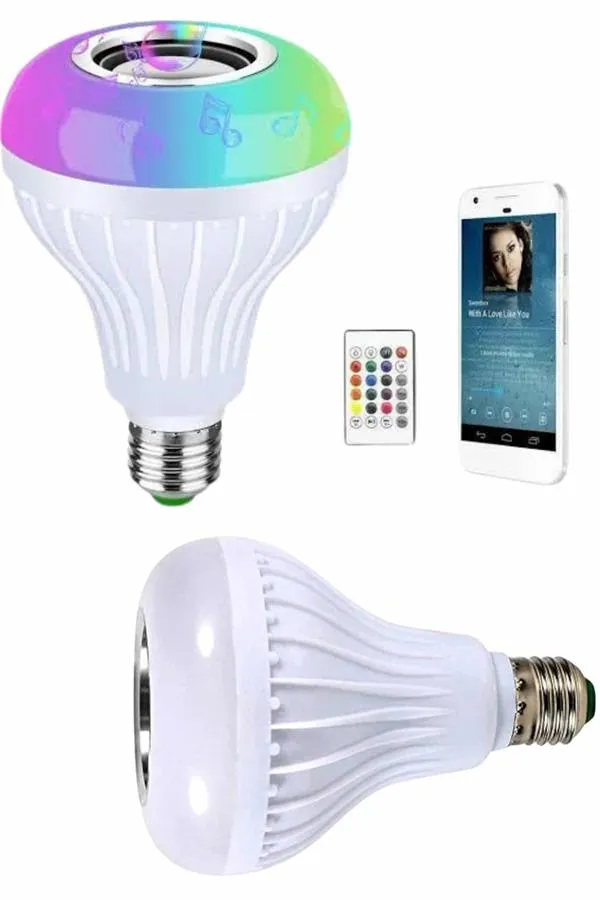 Kumandalı RGB Led Işık Bluetooth Hoparlör Ses Lambası Renkli Ampul