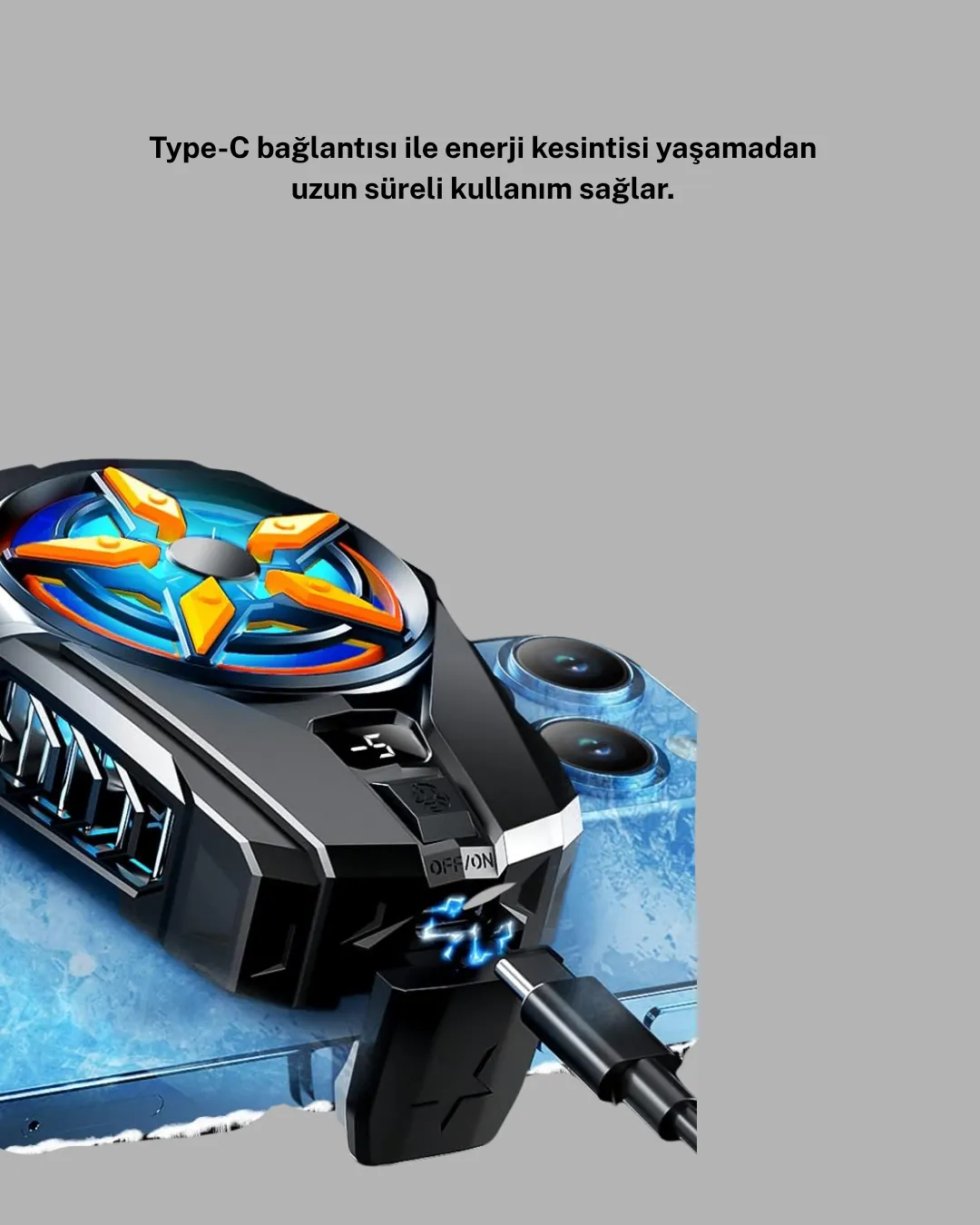 Telefon Soğutucu Radyatör Type-C Bağlantılı 2 Kademeli Dijital Kontrollü