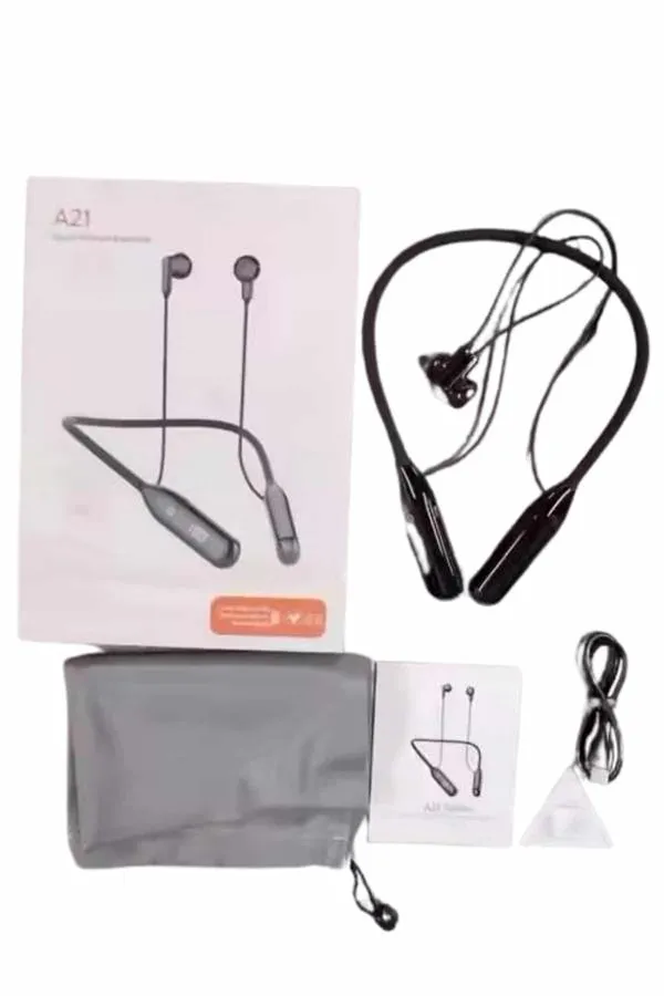 60 Saat Kablolu Boyun Askılı Dijital Göstergeli Bluetooth Kulaklığı