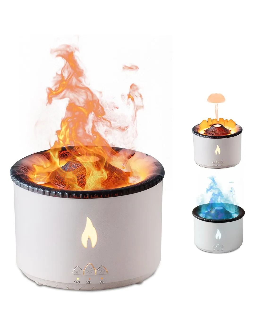 LED Alev Efektli Aroma Difüzörü Ultrasonik Hava Nemlendirici Gece Lambası Fonksiyonlu