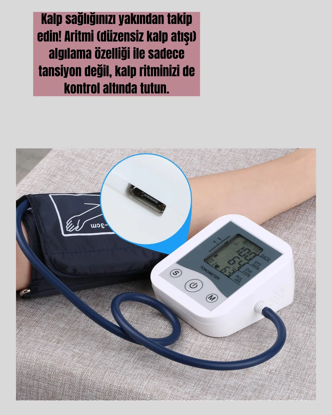 Kol Tipi LCD Ekranlı Elektronik Tansiyon Monitörü