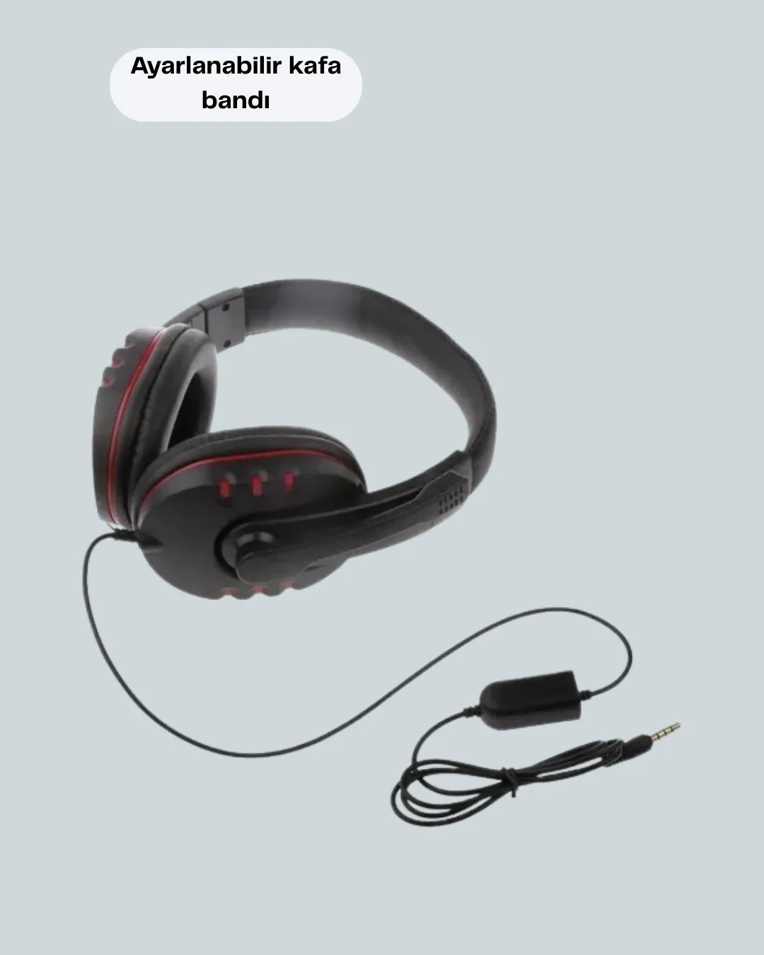 Kırmızı Gaming Headset Mikrofonlu Sağlam Kablolu Konforlu