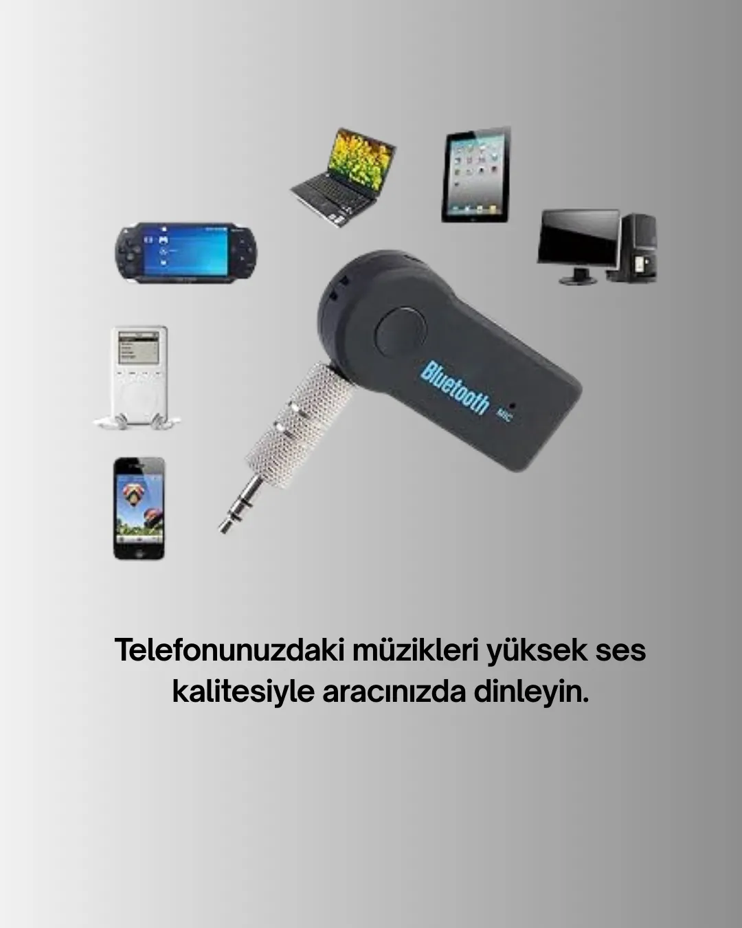 Araç İçi Bluetooth AUX Adaptörü ve Telefon Görüşme Cihazı