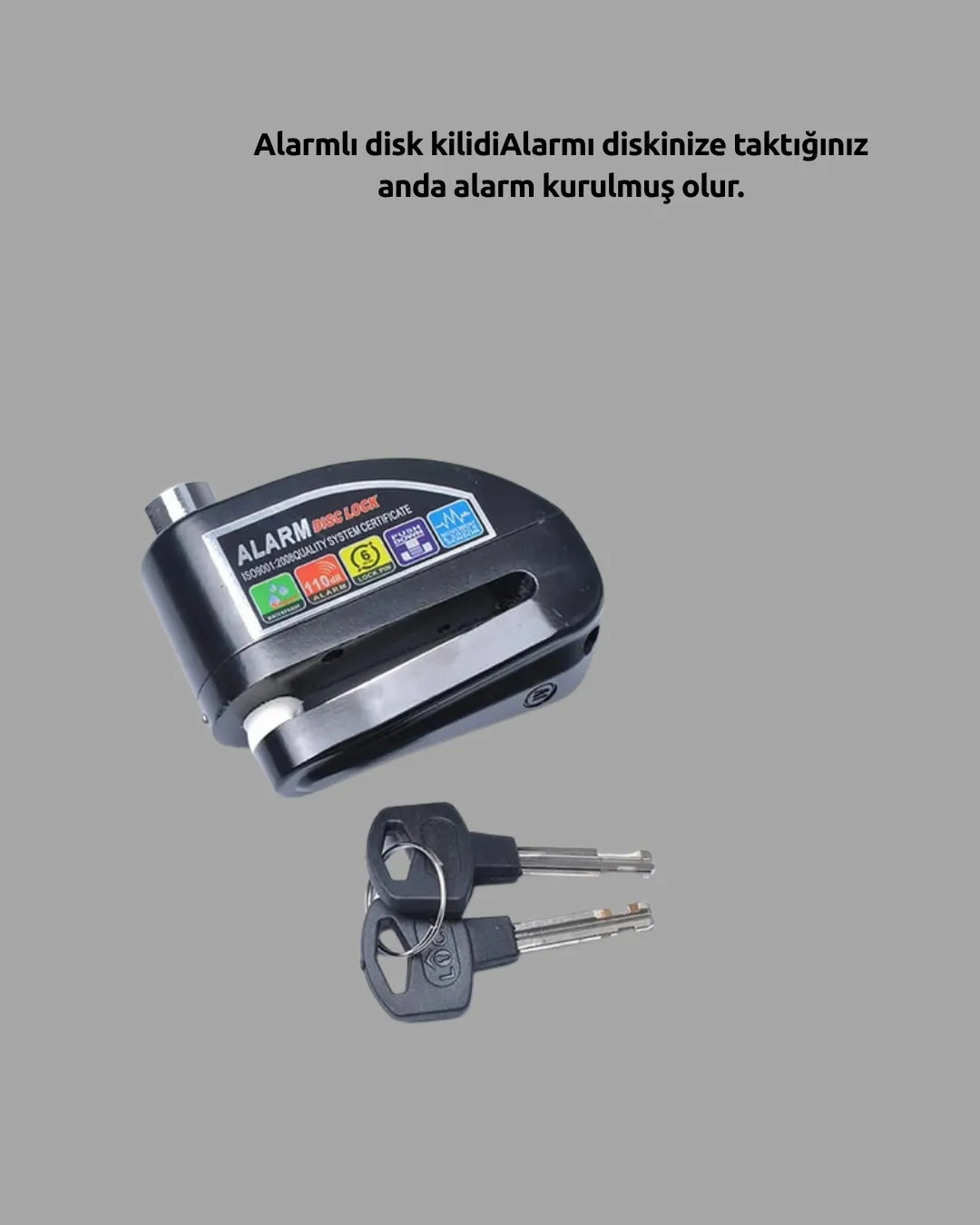 Çift Modlu 110dB Alarmlı Disk Kilidi Suya Dayanıklı