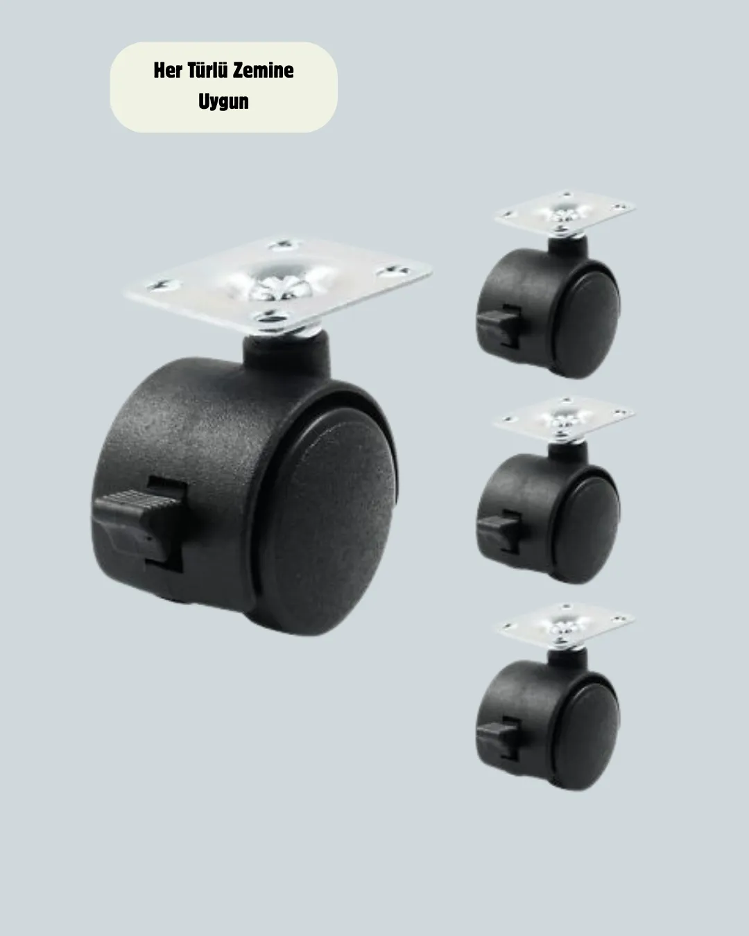 Kilitli Mini Tekerlek Ayak 4 cm 4’lü Set