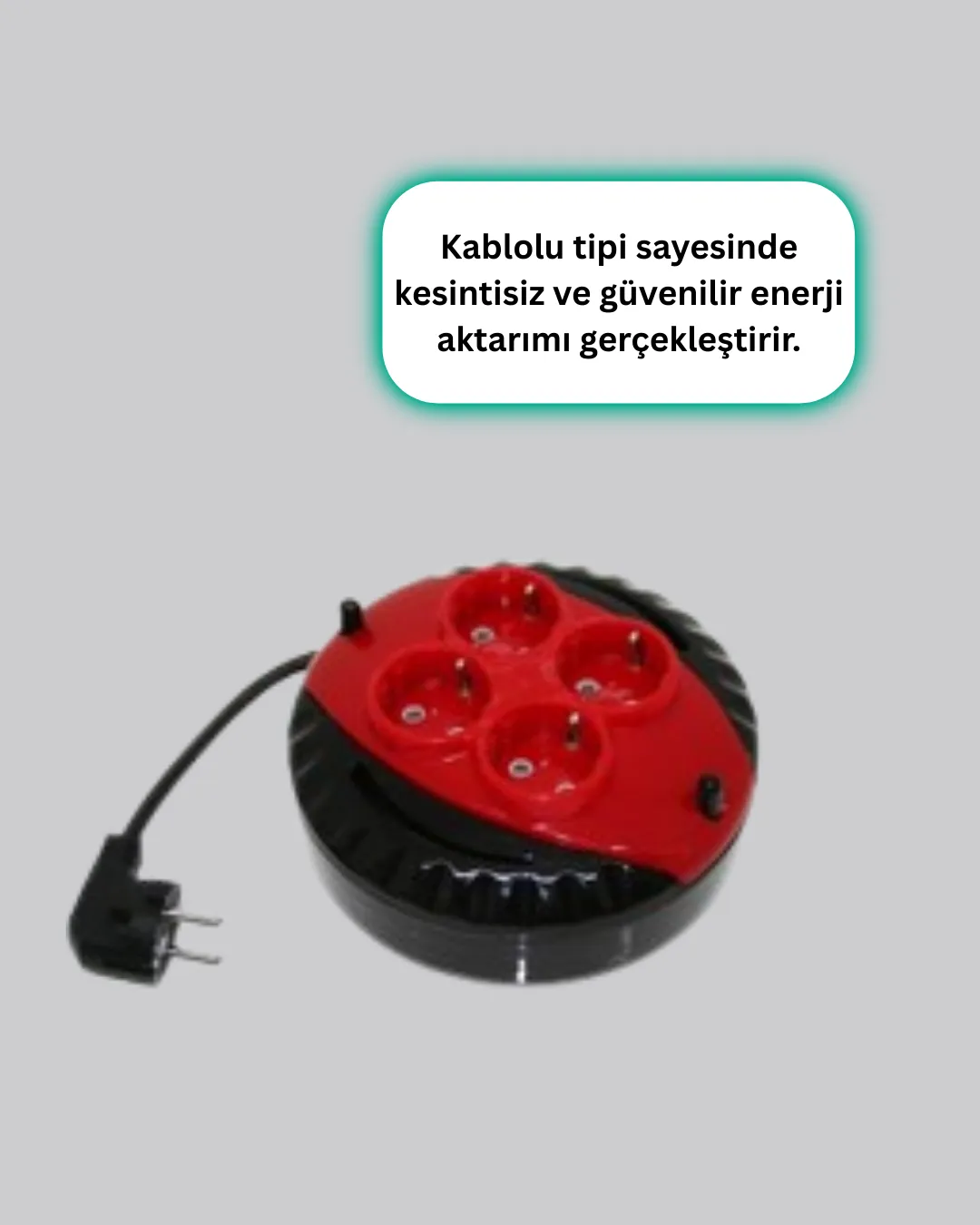 5 Metre Kablolu 4’lü Kırmızı Priz Makara