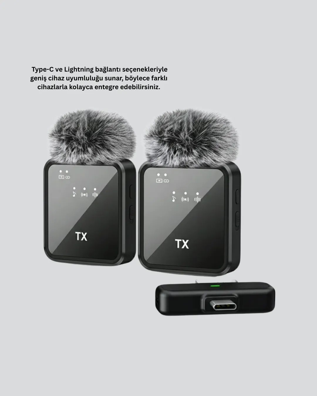 Profesyonel Ses Kayıtları İçin 2’li Kablosuz Yaka Mikrofon Seti