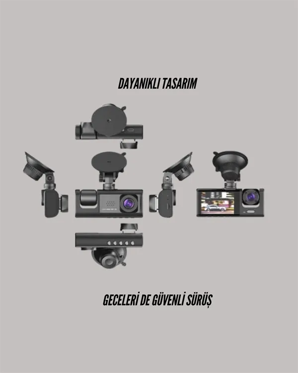 G-Sensörlü 3'lü Kayıtlı Araç Kamerası