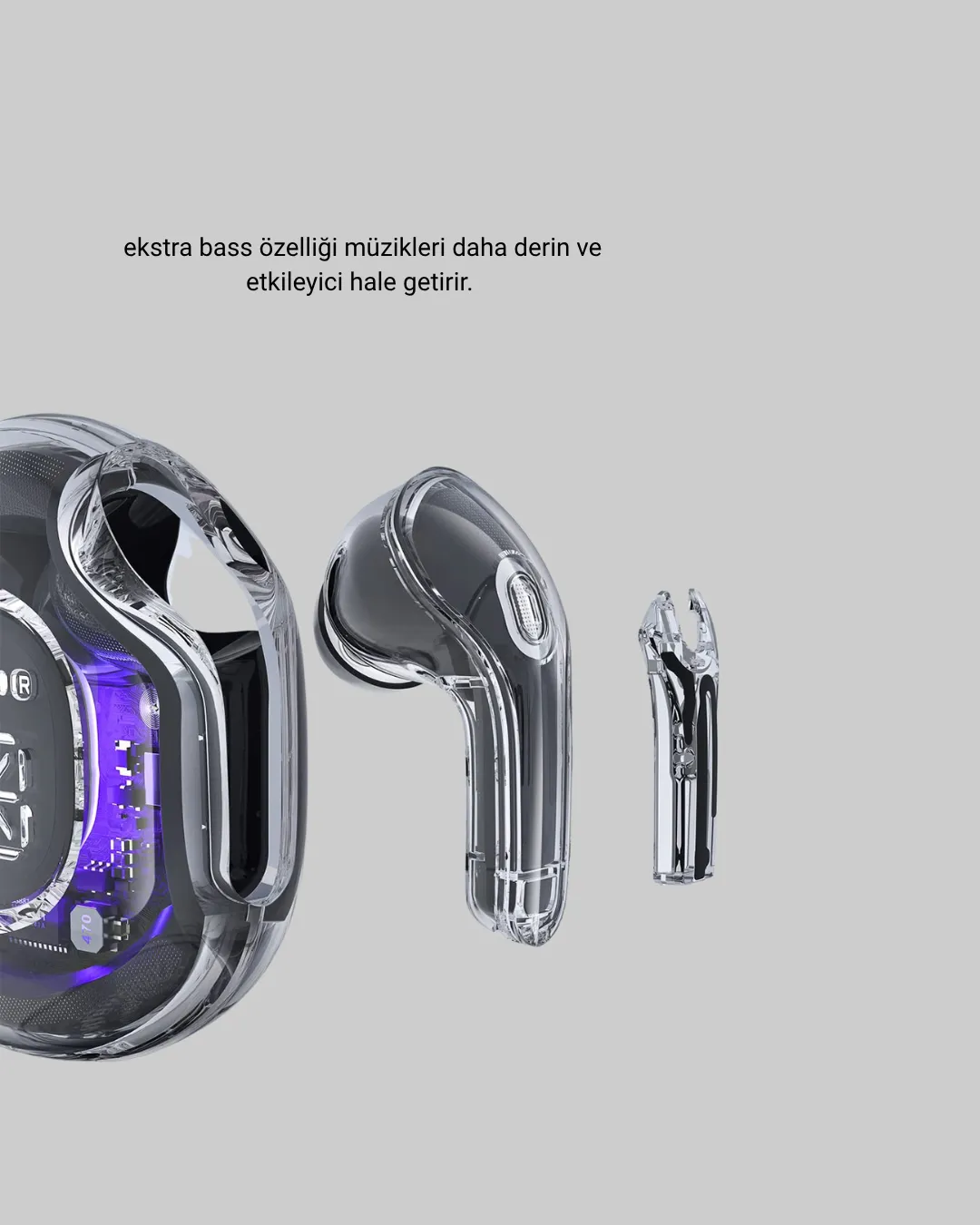 ENC Mikrofonlu Kablosuz Kulaklık Dokunmatik Kontrol ve LED Ekran Şarj Kutulu