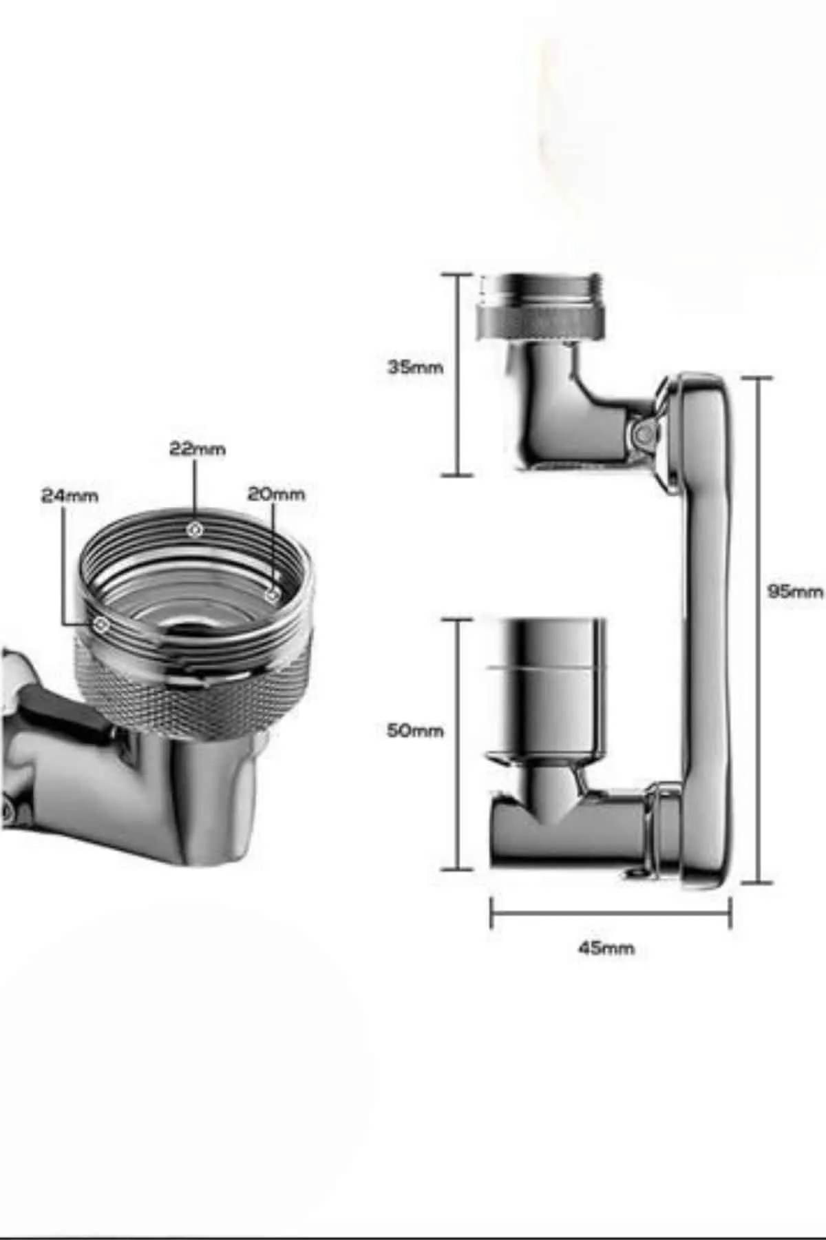 Dönen Musluk Başlığı 1080 Derece Ayarlanabilir Filtreli Sprey Uç