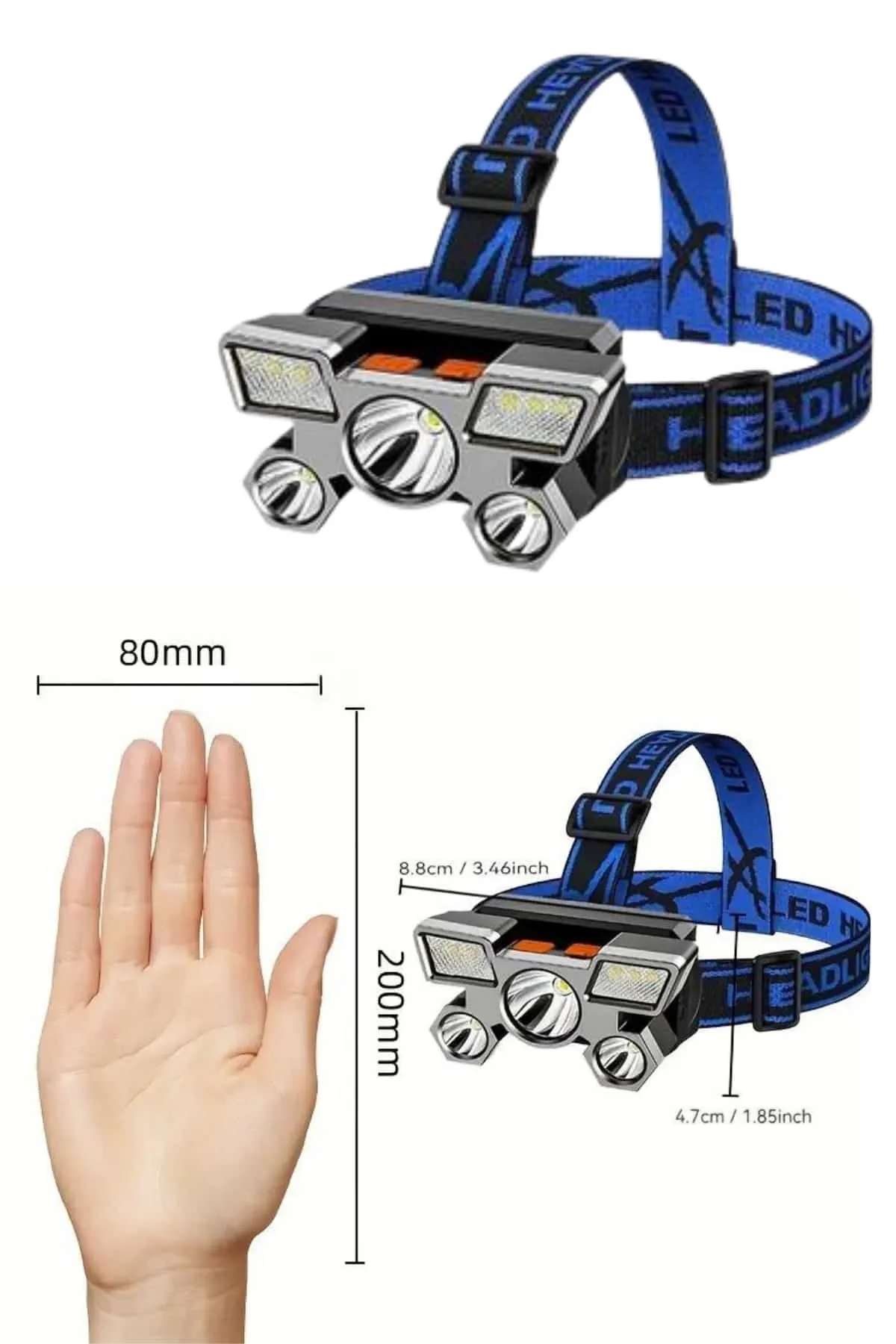 Kafa Lambası 800 Lümen 4 Mod Yüksek Işık Flaşörlü Şarjlı Led Lamba