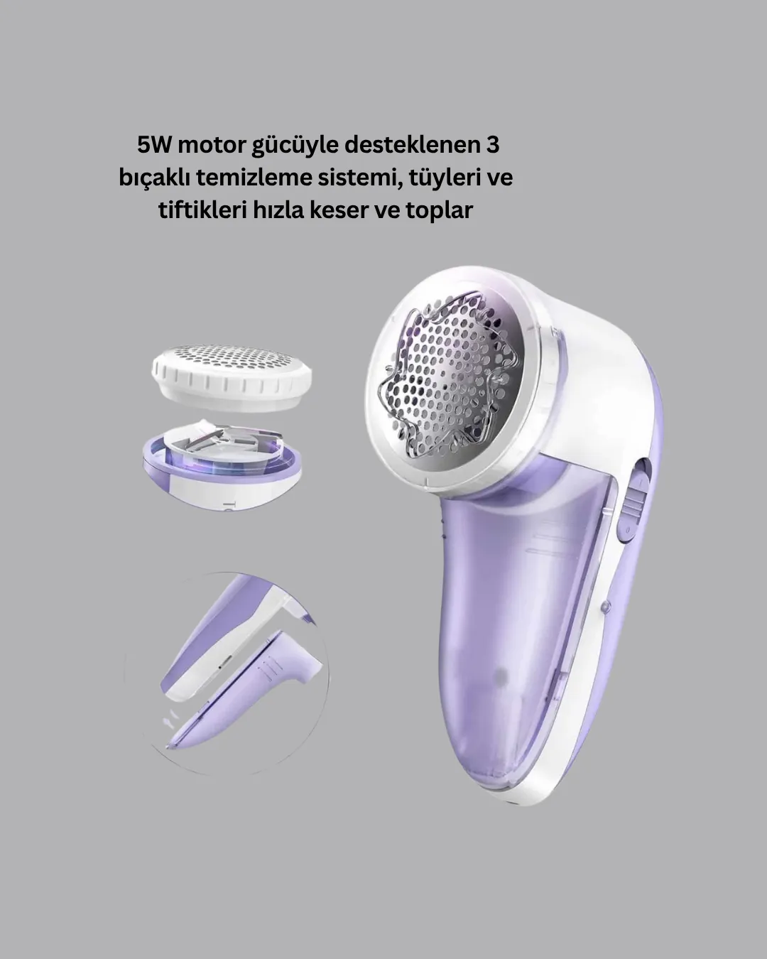 Tüy ve Tiftik Temizleyici – 3 Bıçaklı, 200ml Kapasiteli