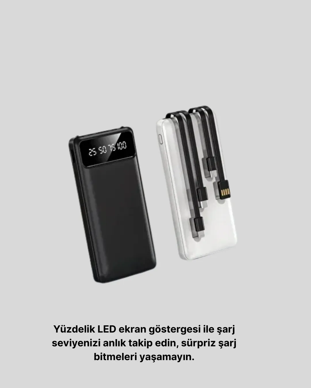 20.000 mAh 4 Çıkışlı LED Göstergeli Hızlı Şarj Powerbank