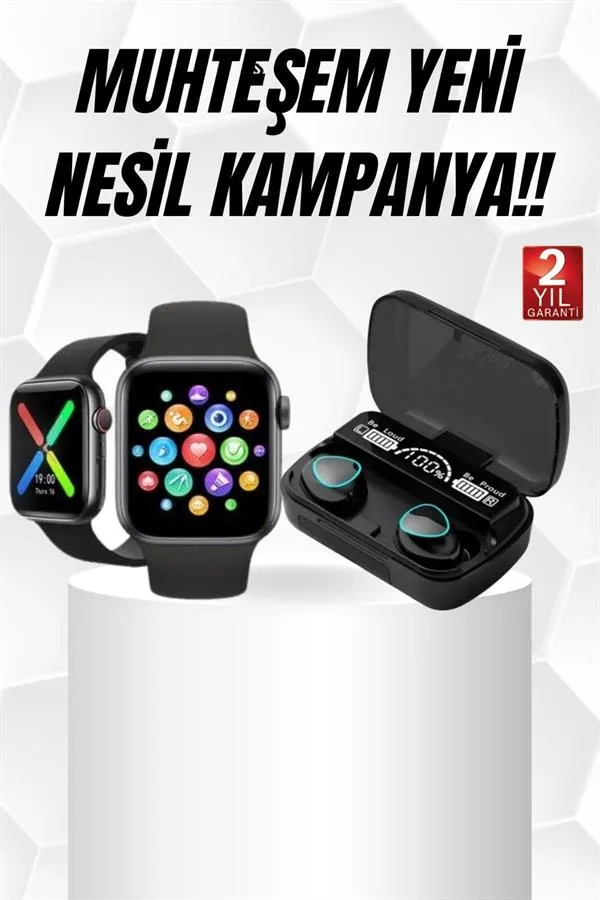 Kaliteli Akıllı Saat ve Kaliteli Bluetooth Kulaklık ANC Özelliği Uzun Pil Ömrü