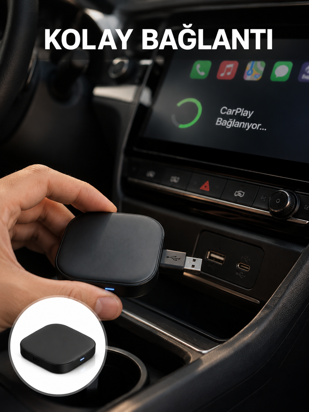 USB Girişli Tak Çalıştır Kablosuz Android Auto Cihazı