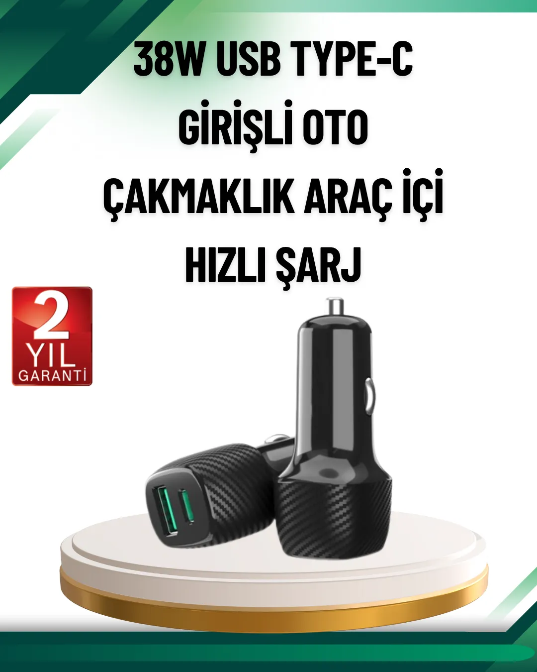 3A Güç Kapasiteli USB & Type-C Çakmaklık Şarj Adaptörü