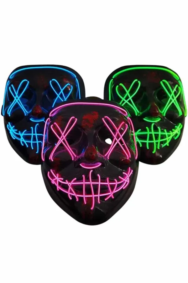 Işıklı Led Maske Parti Eğlence Maskesi Hallowen Neon Maske