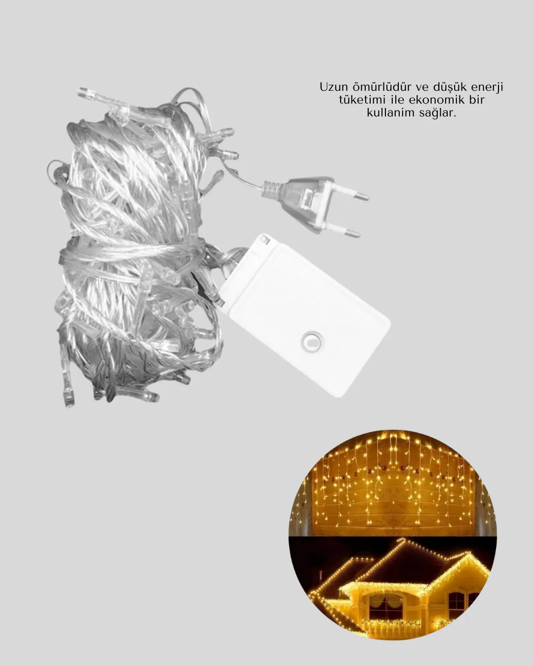 4 Metre Icicle Şelale Led Perde Işık Sarı Aydınlatma