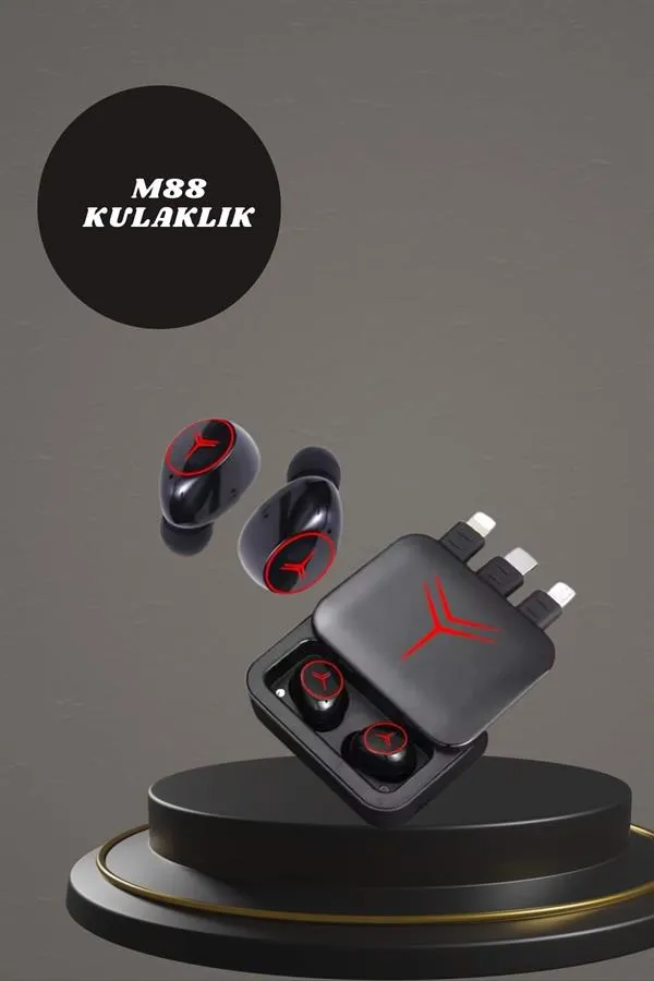 Dijital Göstergeli Powerbank Kablosuz Kulaklık ve 7 Kordonlu Yeni Nesil Akıllı Saat Dokunmatik Kontrol