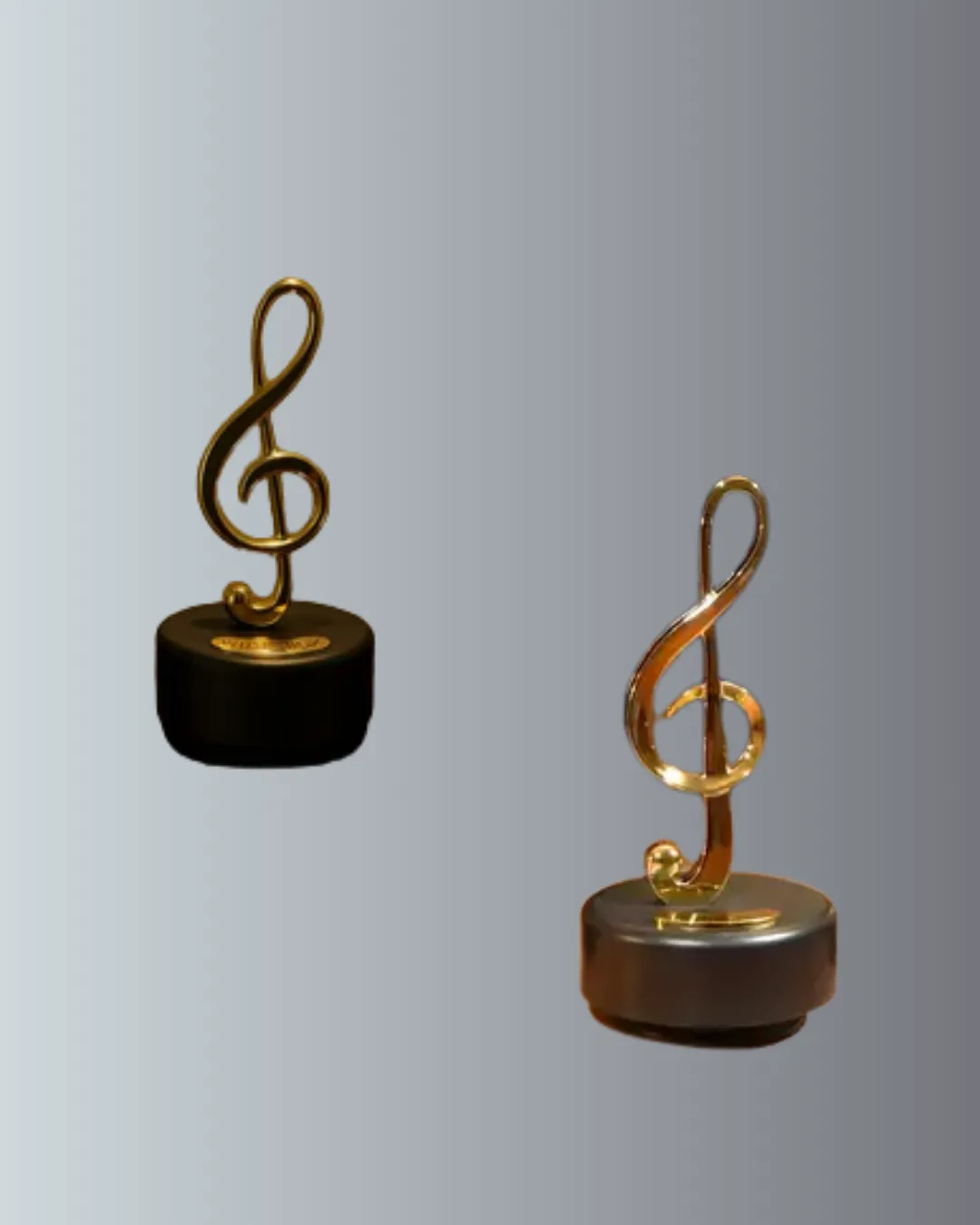 Sol Anahtarı Figürlü Dönen Müzik Kutusu Altın Renk Dekoratif