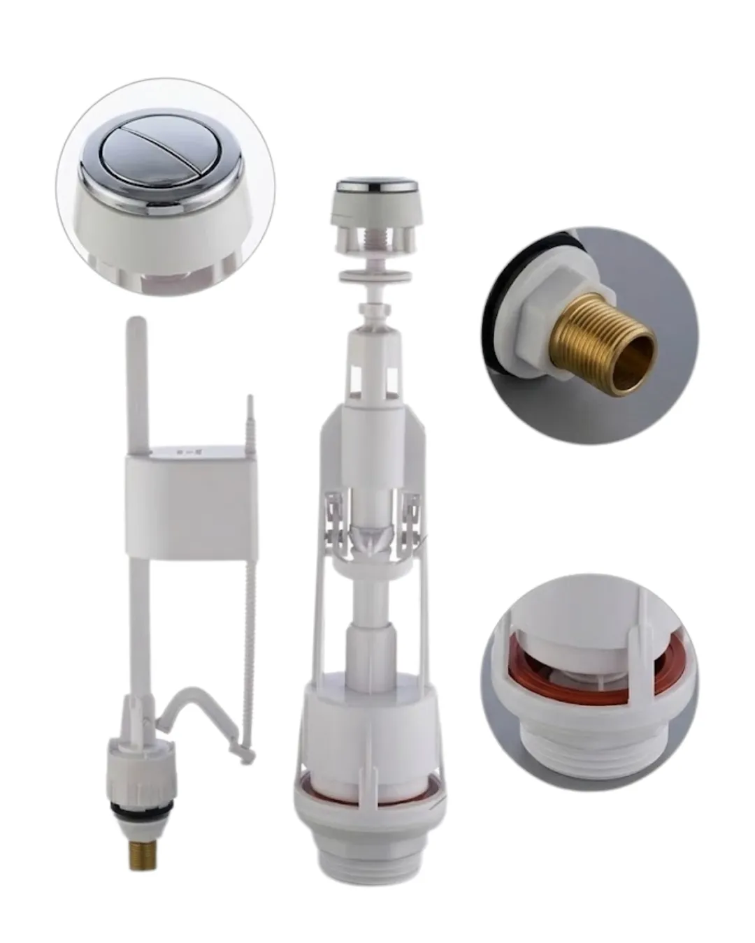 Klozet Rezervuar İç Takımı Basmalı Sistem Ayarlanabilir Şamandıralı Su Tahliye Mekanizması