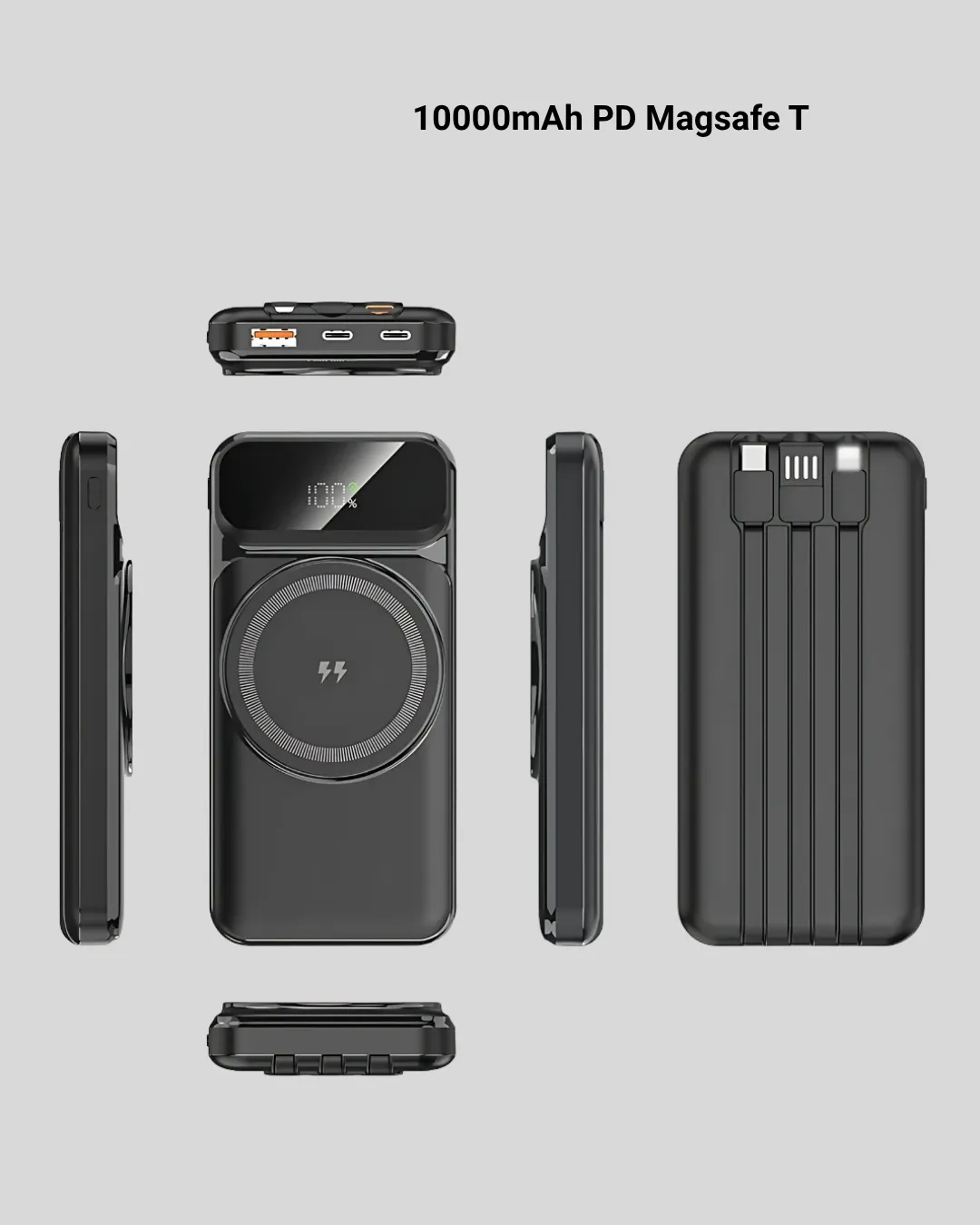 10000 mAh Kablosuz Powerbank – 15W Hızlı Şarj,  Type-C Çoklu Çıkışlı