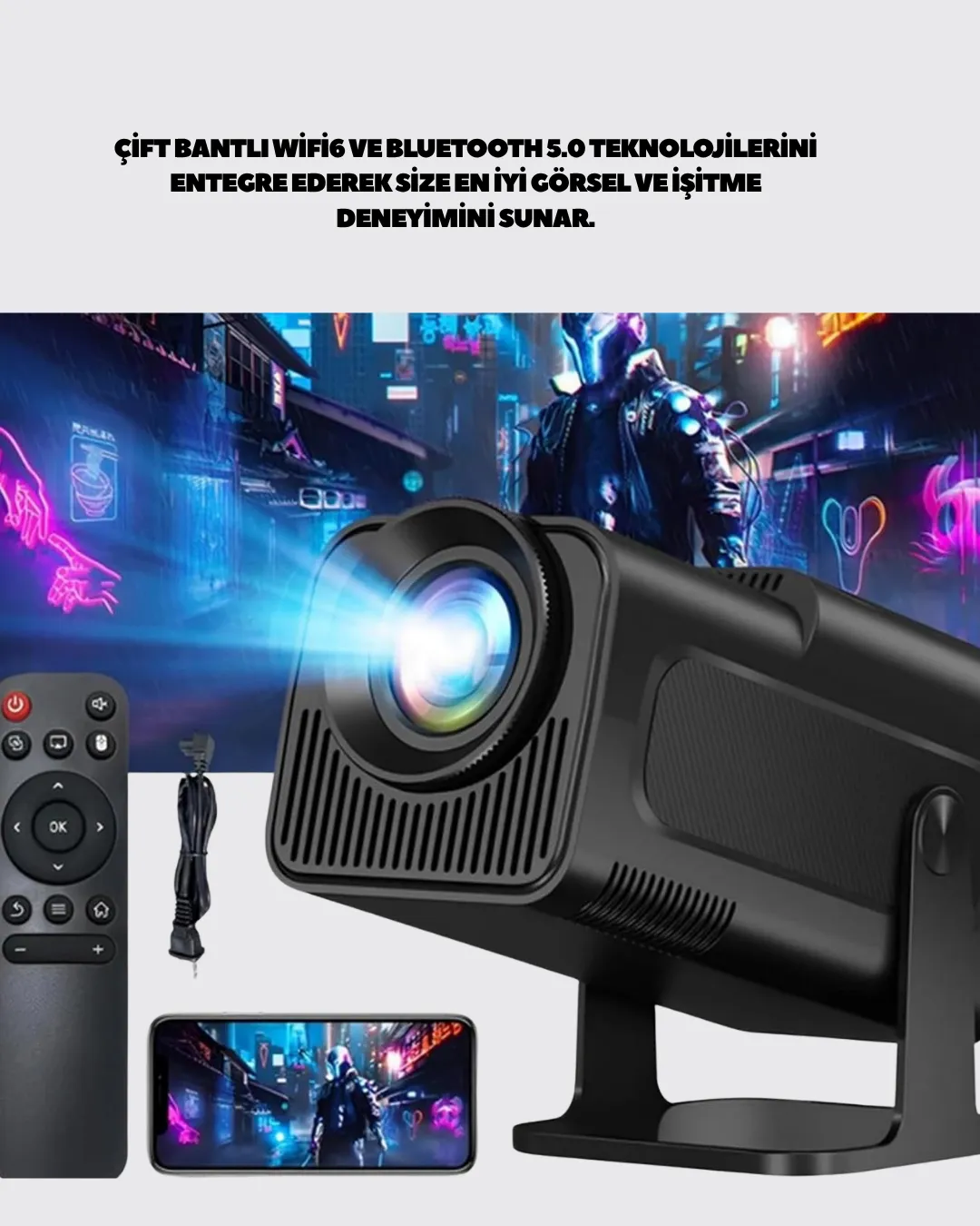 Uzun Ömürlü Lamba ve Dahili Hoparlörlü Ev Sinema Projektörü