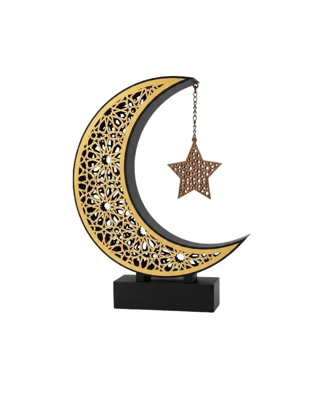 3D Hilal Yıldız Dekoratif Obje 23x23 cm Modern ve Manevi Tasarım