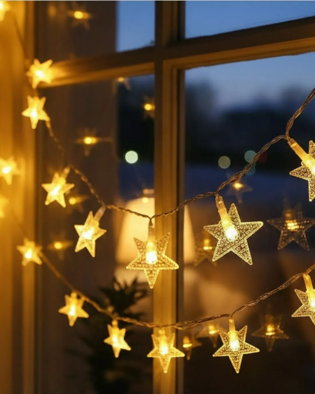 Günışığı Beyaz Yıldız Işık Zinciri 5 Metre Enerji Tasarruflu Dekor