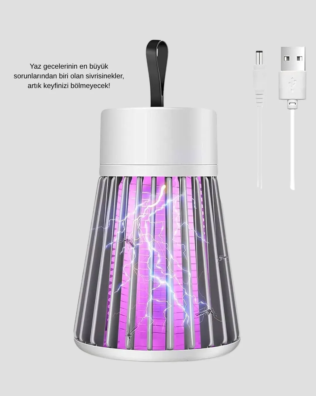 Mor Işıklı Şarjlı Böcek Öldürücü Lamba – Ev, Balkon ve Kamp Kullanımına Uygun