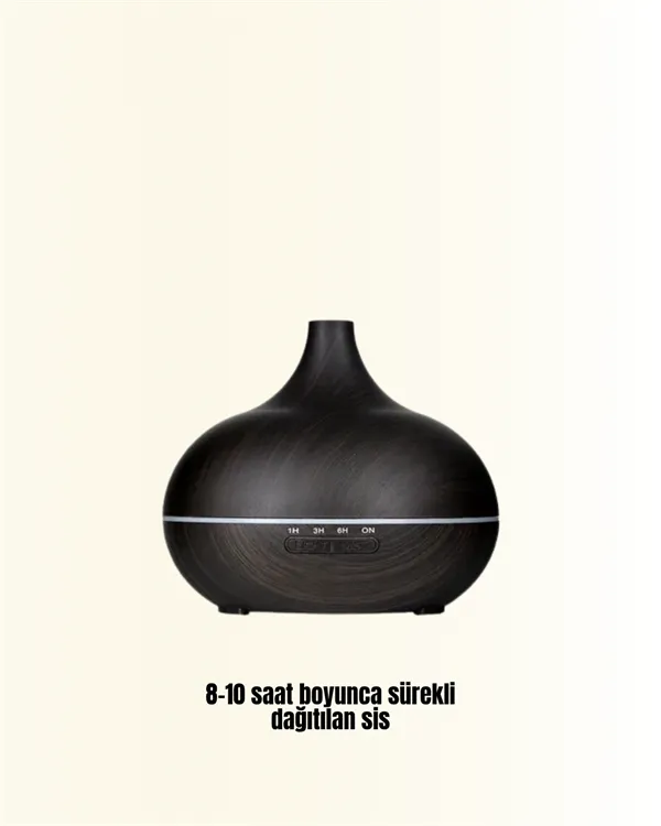 Sessiz Çalışan Aromaterapi Difüzörü – 4 Zaman Ayarlı, 7 Renkli Işık Seçeneği