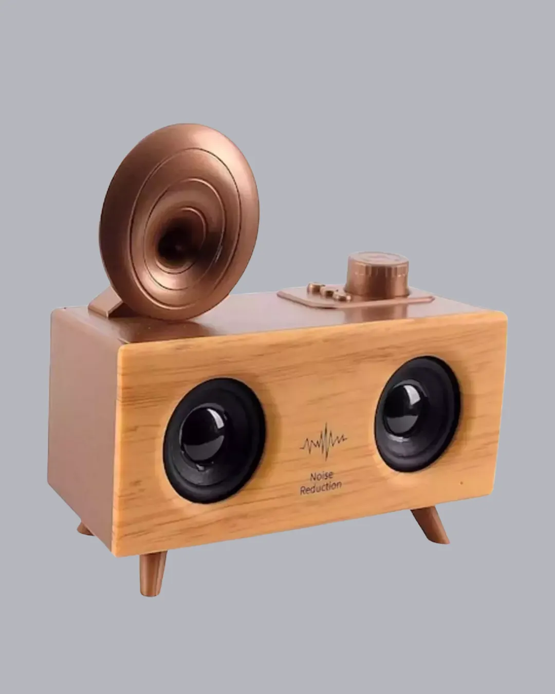 Retro Gramafon Bluetooth Hoparlör Çift Stereo Sesli FM Radyo Destekli