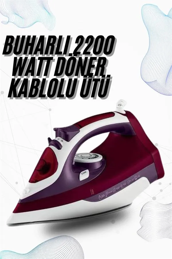 Buharlı Kablolu Ütü 2200 Watt Kireçlenme Önleyici Şok Buharlı