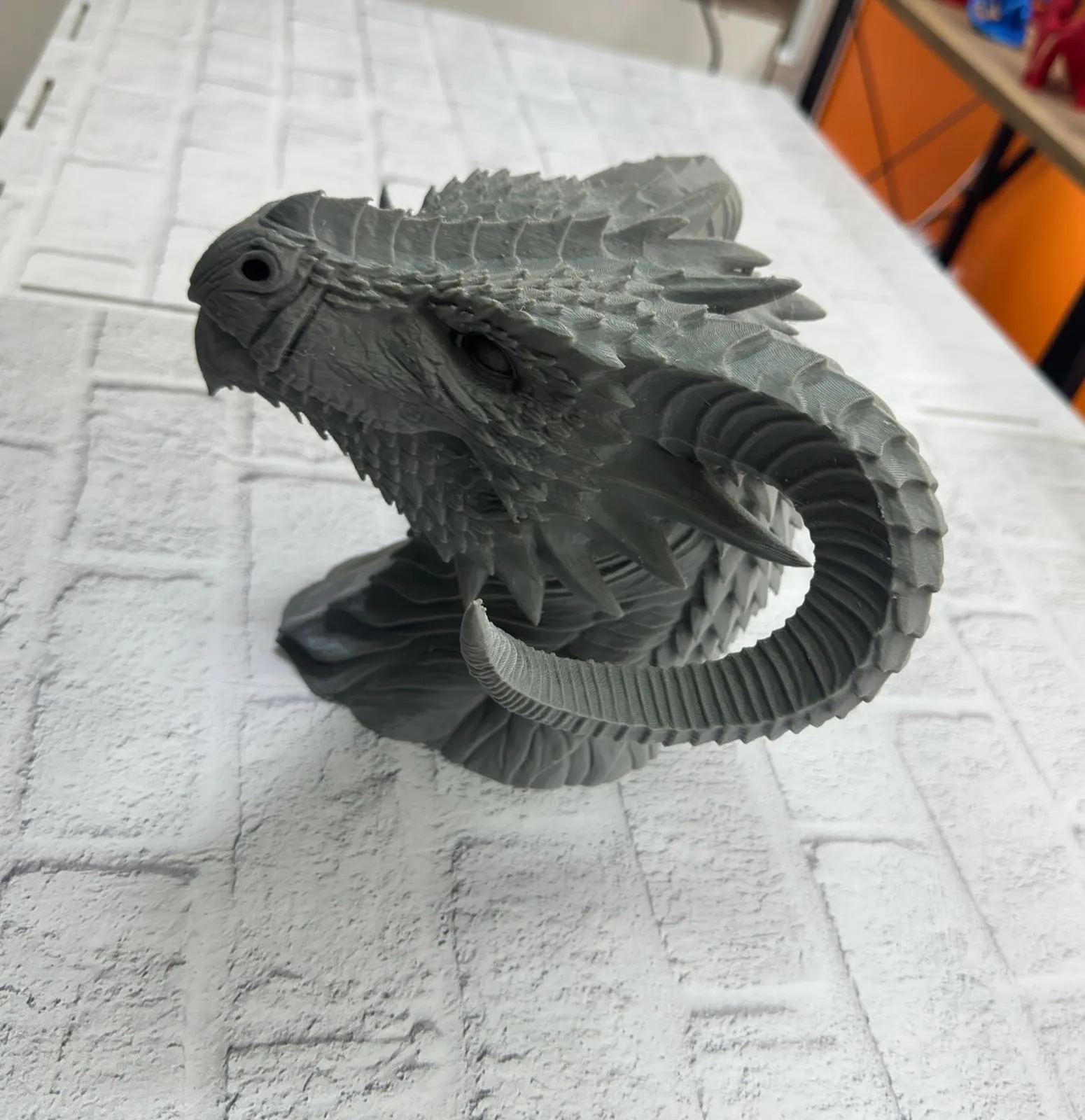 3D Ejderha Başı Heykeli Koleksiyonluk Dekoratif Figür 22x17 cm