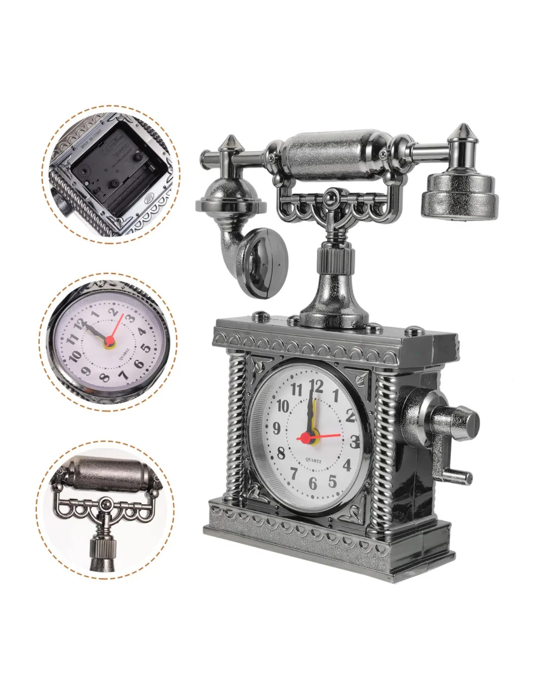 Dekoratif Retro Telefon Masa Saati Çalar Saat Özellikli