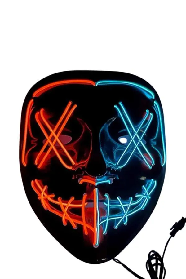 Hallowen Parti Maskesi Neon Led Işıklı Maske 3 Modlu Cadılar Bayramı Maskesi