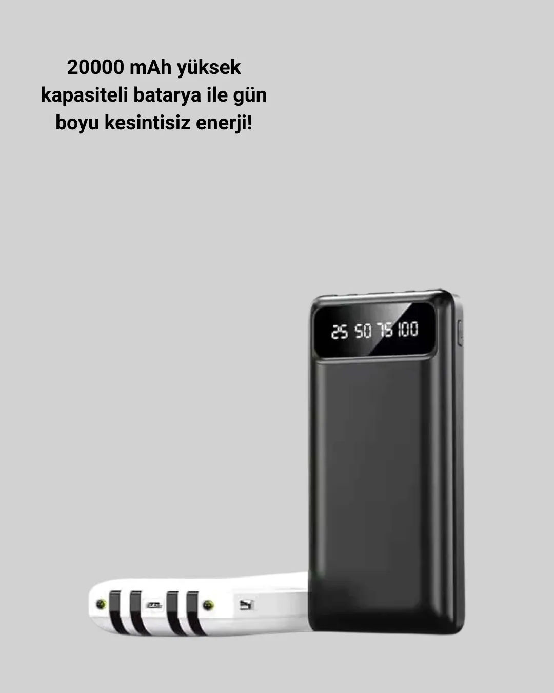 Kamp ve Seyahat İçin 20.000mAh LED Işıklı Hızlı Şarj Powerbank