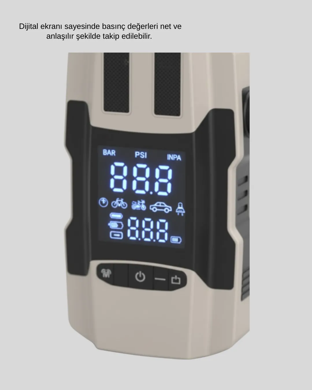 Araç Lastik Şişirme Pompası ve Akü Takviye Powerbank Bir Arada