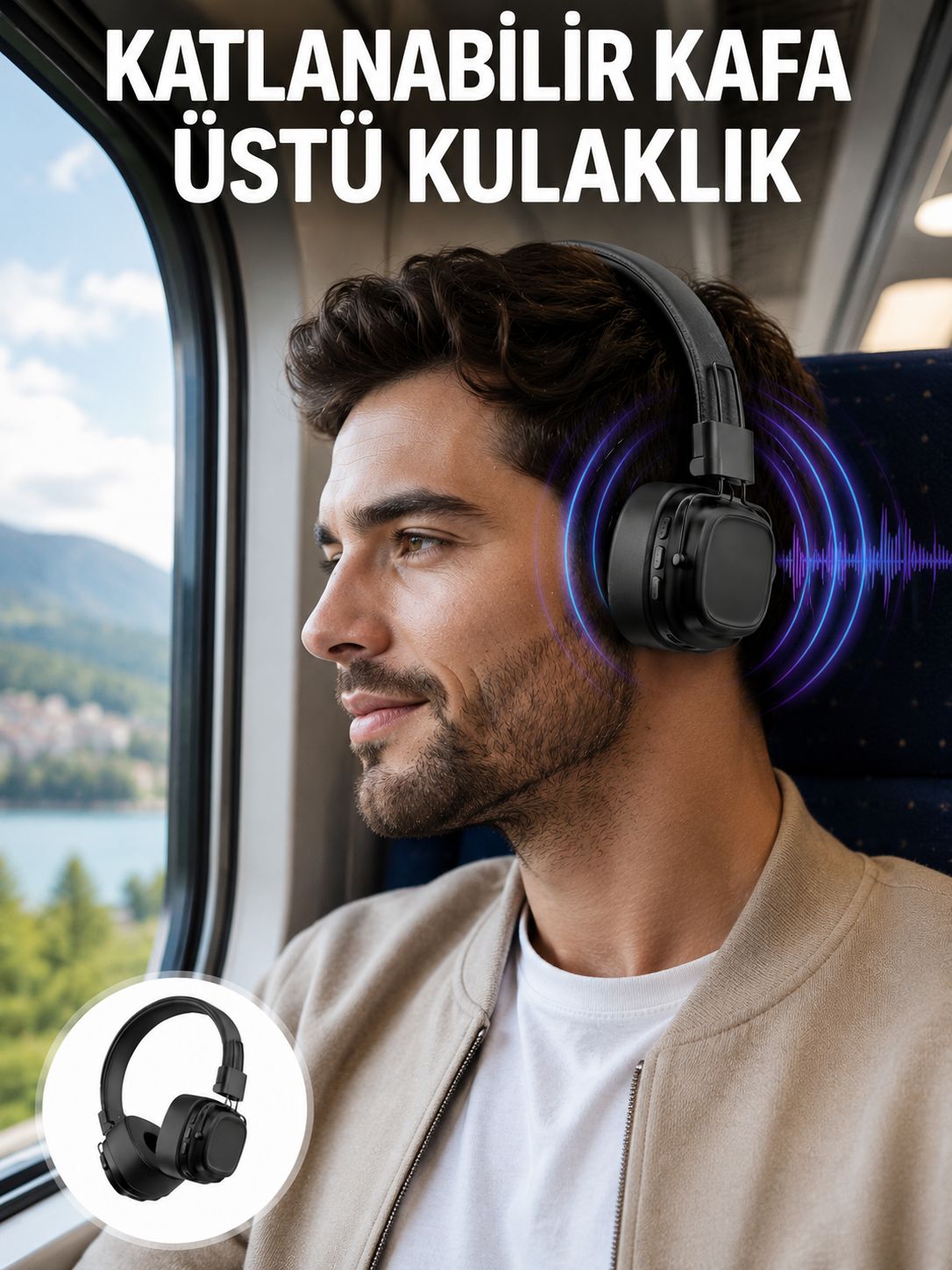 Ergonomik Konforlu Kablosuz Kulak Üstü Bluetooth Kulaklık