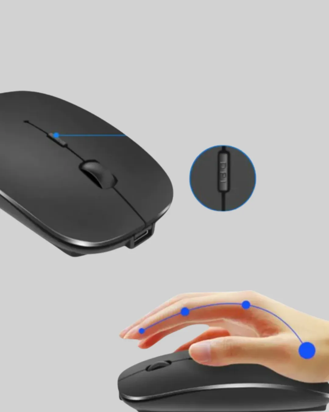 Kablosuz Sessiz Mouse – Ayarlanabilir DPI ve USB Bağlantılı