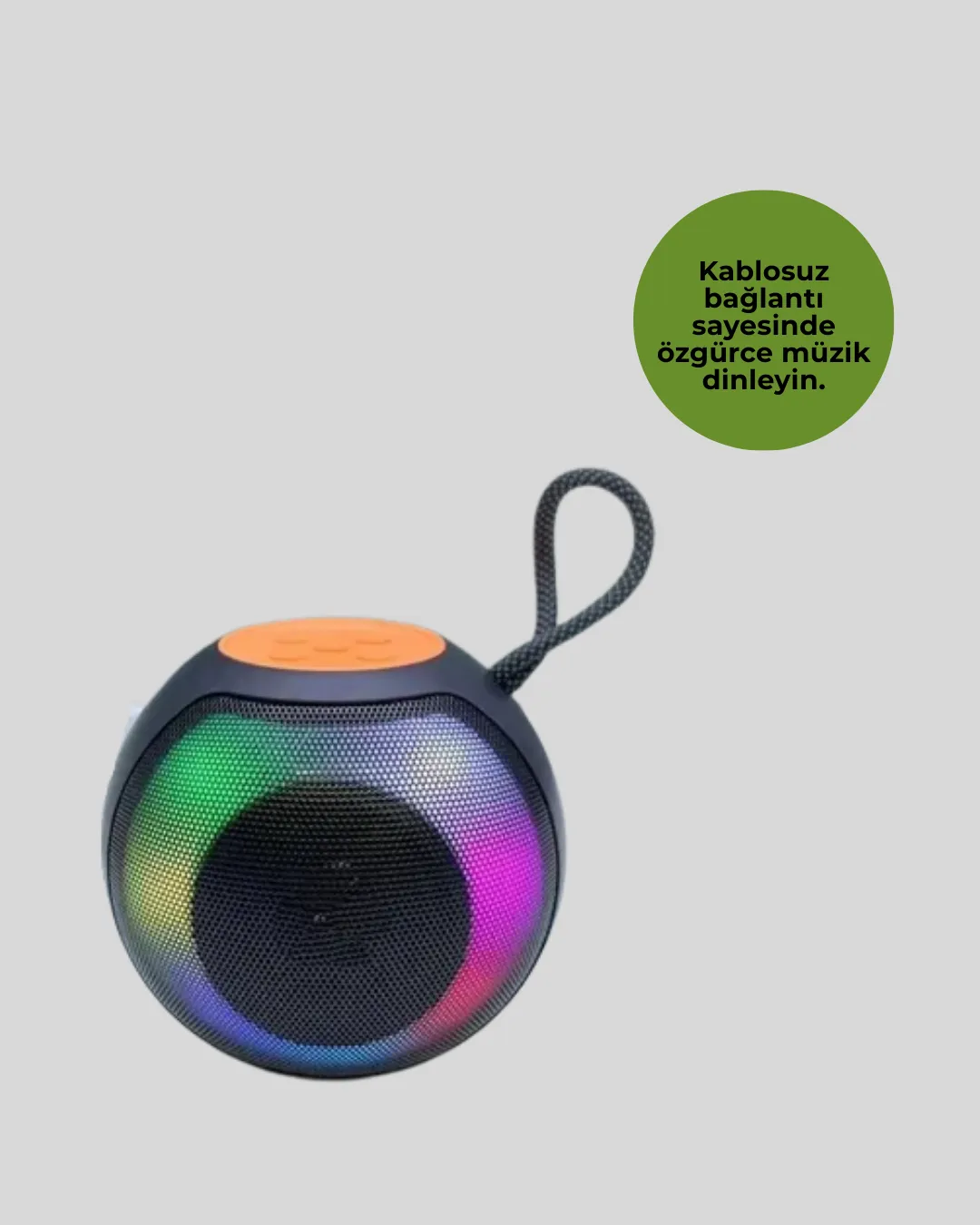 RGB Işıklı Taşınabilir Kablosuz Bluetooth Hoparlör