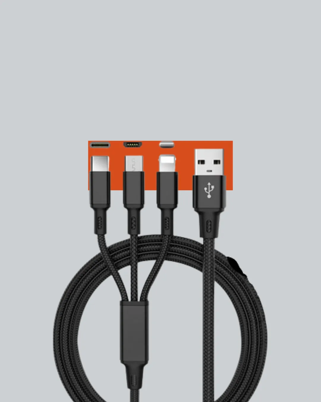 Evrensel 3 Başlıklı Şarj Kablosu – iPhone Huawei Samsung İçin