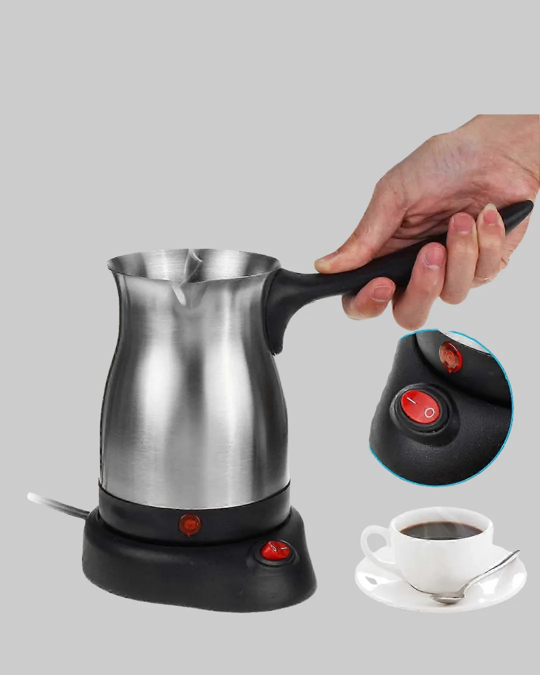 800W Paslanmaz Elektrikli Cezve Gizli Rezistans ve Ergonomik Kulp