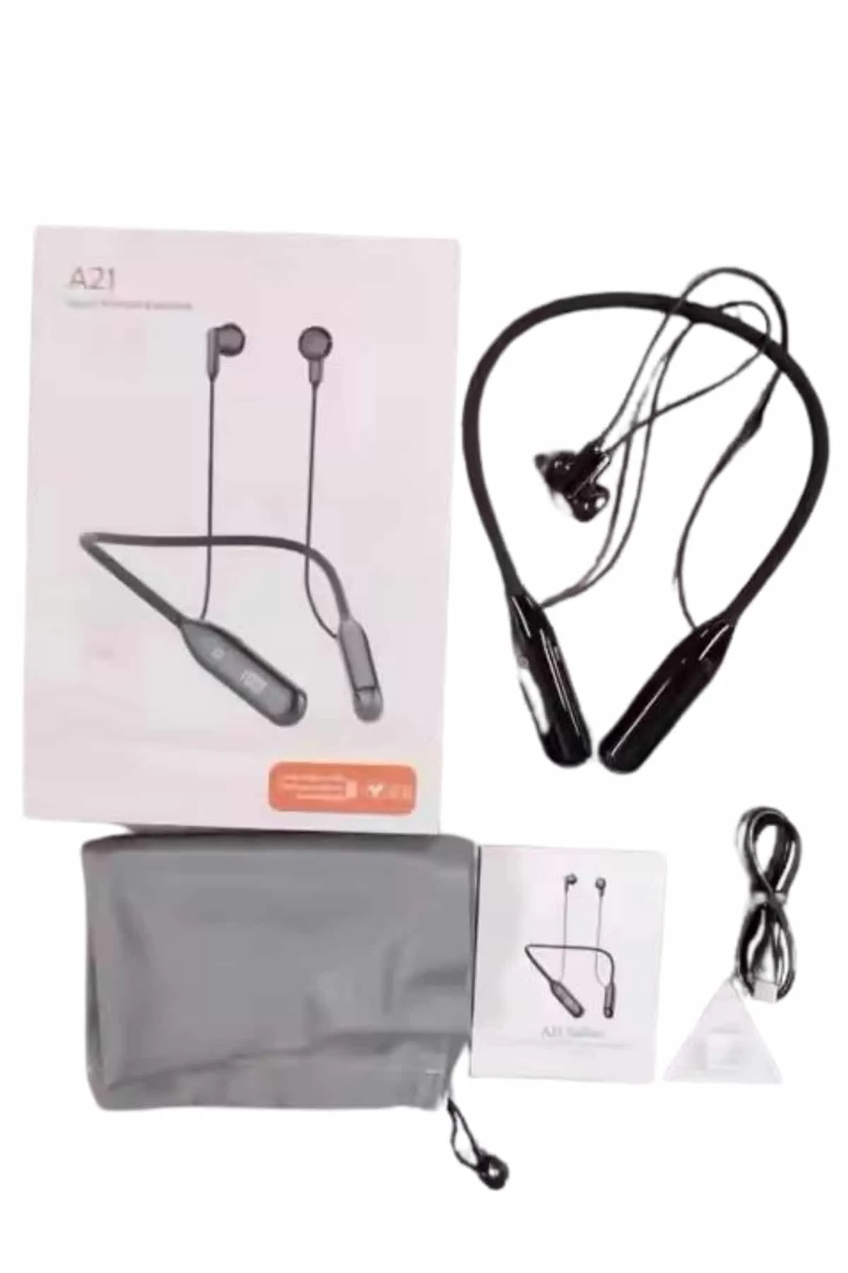 100 Saat Kablolu Boyun Askılı Dijital Göstergeli Bluetooth Kulaklığı