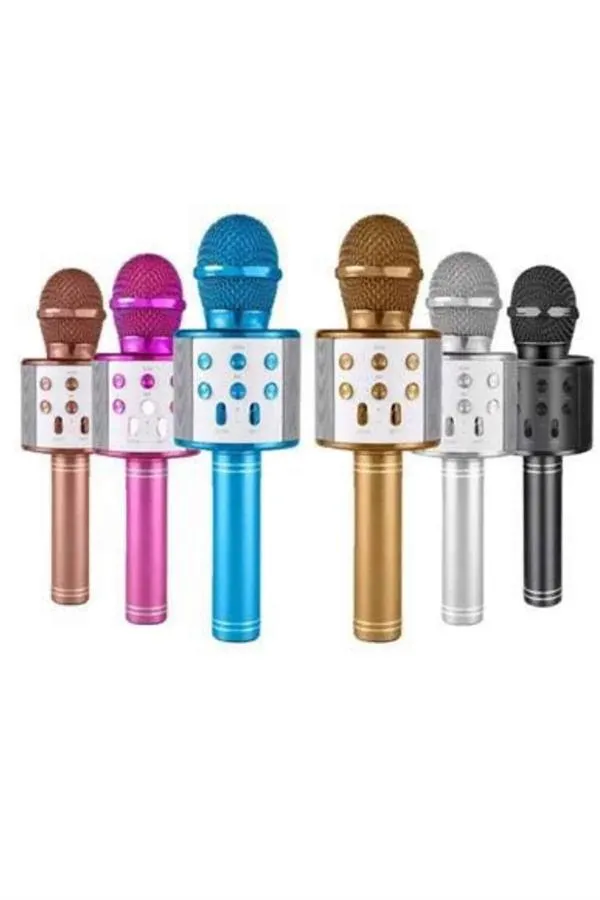 Bluetooth Hoparlör USB AUX SD Kart Kaoroke Mikrofon Uzun Pil Ömrü