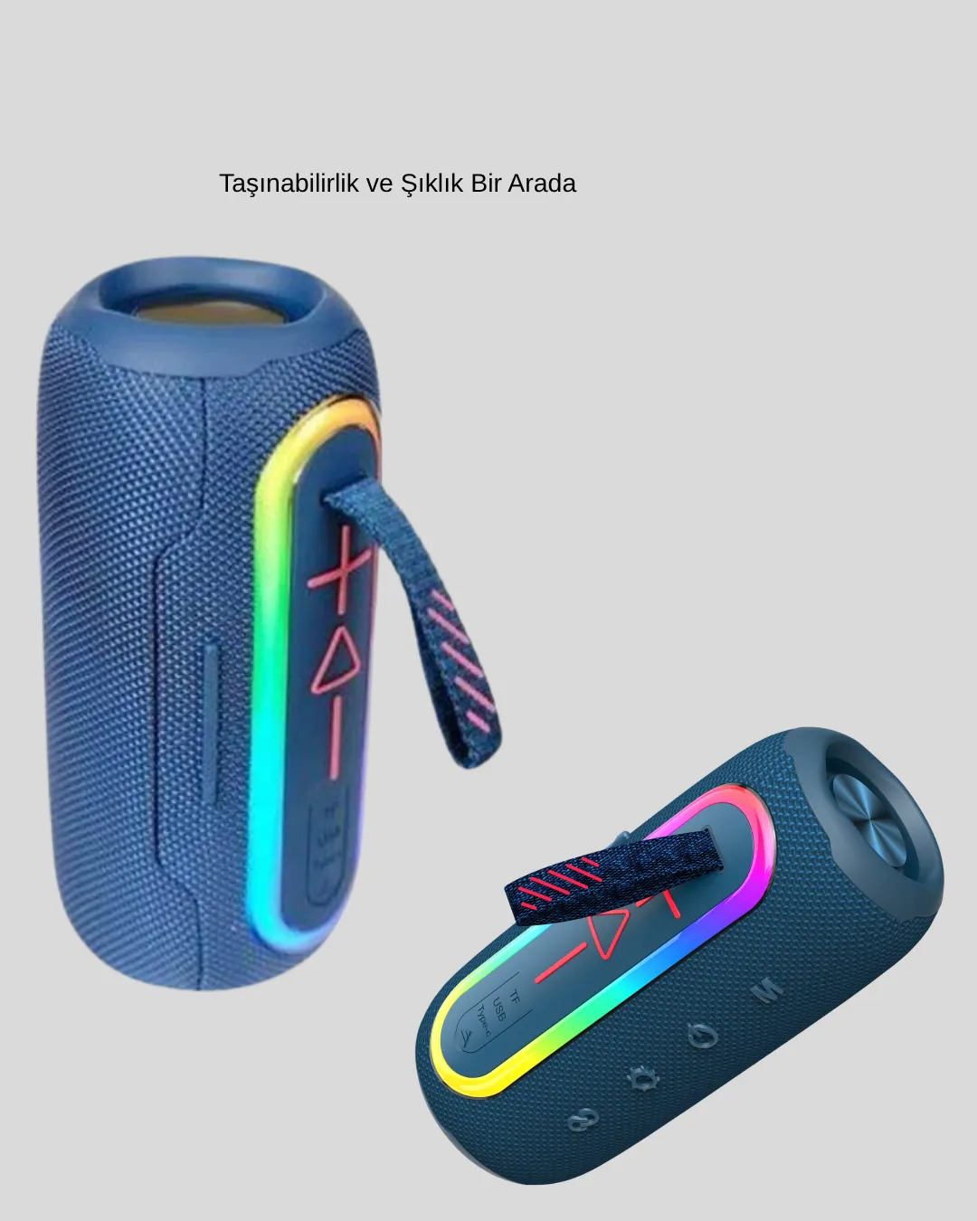 Taşınabilir Mini Bluetooth Hoparlör Güçlü Ses ve Şık Kırmızı Tasarım