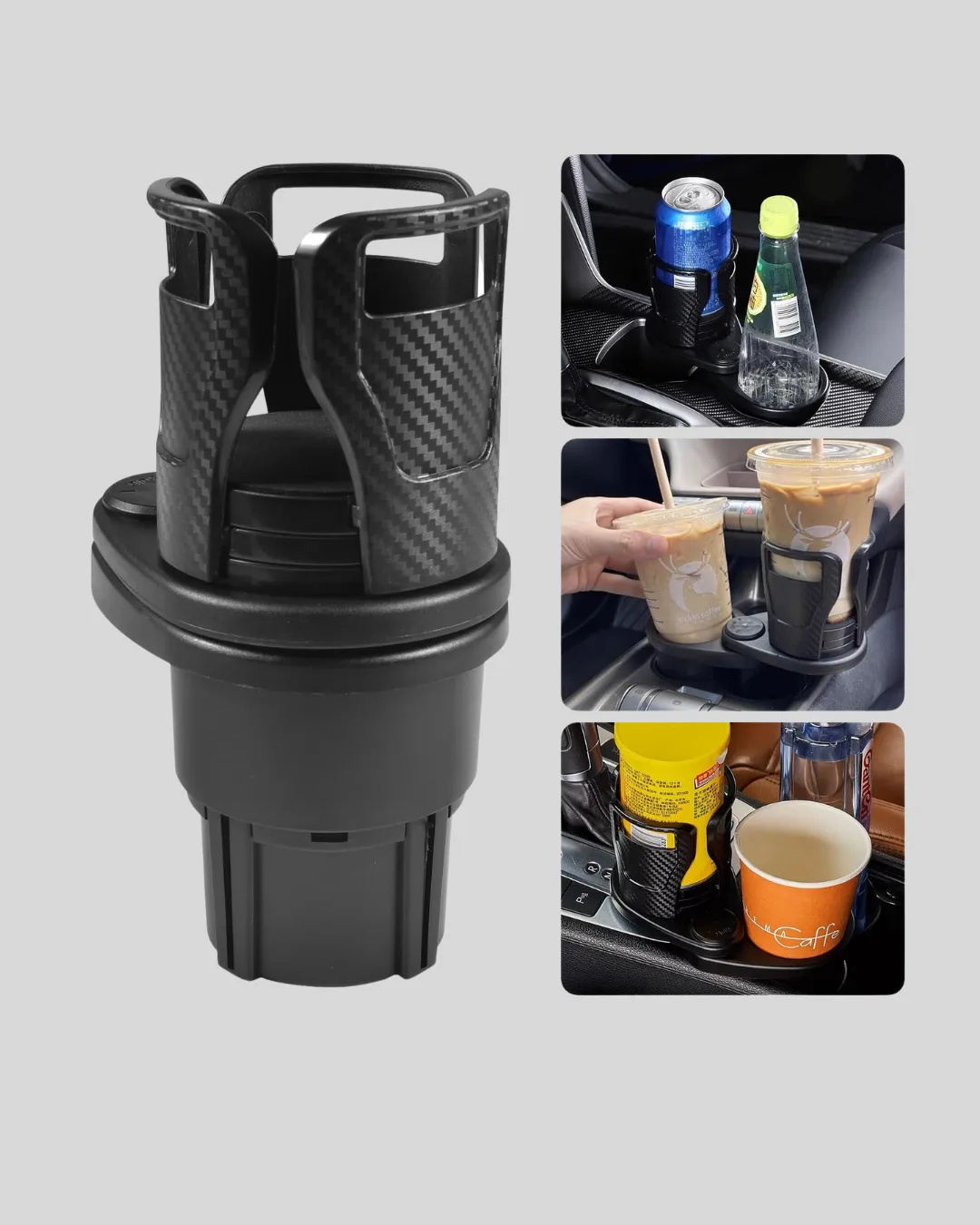 Araba Çift Bardak Tutucu 360° Dönebilen İkisi Bir Arada Ayarlanabilir